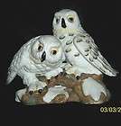Vintage Snowy Owl Figurine, 8 by 8 inches, Nesting Pair, Very 