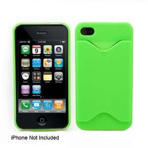  Lime Green Card Holder Case for iPhone 4 Cell Phones 