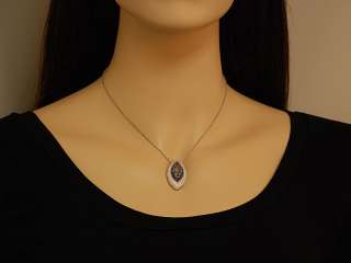 Salavetti 18K White Gold Diamond Sapphire Oval Necklace  