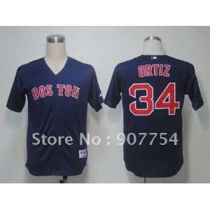 sox #34 david ortiz navy blue jersey boston red sox jerseys baseball 