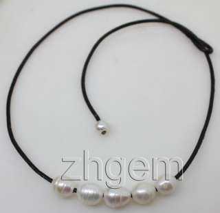 lot of 10 strands natural white pearl necklace leather  