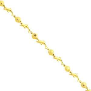  14K Gold Dolphin Fancy Link Bracelet 7 Jewelry