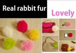 Real rabbit fur Cell phone accessories Bag/key charm 1p  