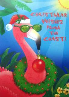   COAST CHRISTMAS CARDS East West PINK FLAMINGO Santa Palm Travel  
