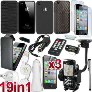 19 ACCESSORY BLACK LEATHER CASE HARD BACK COVER SILICONE SKIN FOR 