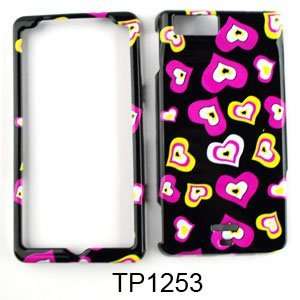 CELL PHONE CASE COVER FOR MOTOROLA DROID X MB810 FUNKY HEARTS ON BLACK