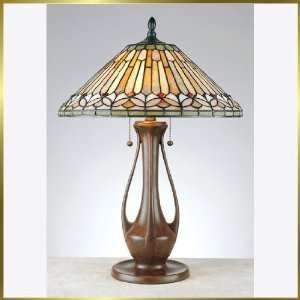 Tiffany Table Lamp, QZTF6750OP, 2 lights, Antique Bronze, 18 wide X 