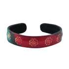 Bracelets   Leather Leather Wrist Band with Flowers and Red Black and 