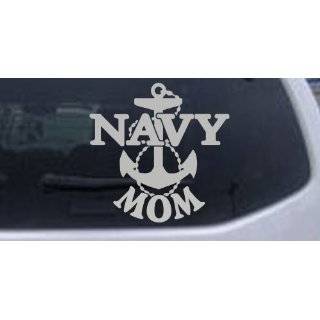 Navy Mom Military Car Window Wall Laptop Decal Sticker    Silver 8in X 