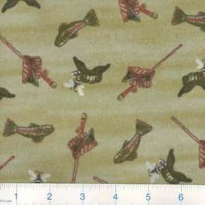   Summer Camp Flying Fish Sage Fabric By The Yard: Arts, Crafts & Sewing