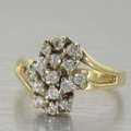 Fine Vintage 14K Yellow White Gold Diamond Cluster Ring  