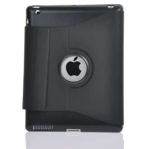   in 1 PU Leather Case Hard Plastic Cover for New iPad (Black
