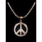 Cubozoa Gold and rhinestone peace sign pendant necklace, 20