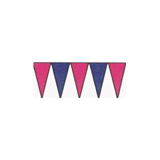    100ft Pink & Blue Day Glo Pennant Streamer 