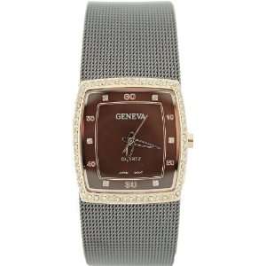  Copper Color Square Face and Thin Mesh Band with Crystal 