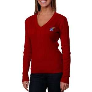   Ladies Jenny Cable Knit Sweater   Crimson (Medium): Sports & Outdoors