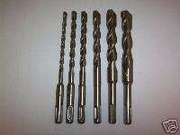 6pc SDS ROTARY HAMMER CARBIDE TIPPED DRILL BIT SET  