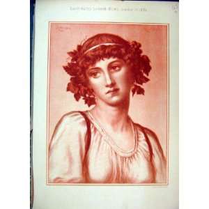  1884 Colour Print Beautiful Woman Leighton Brothers