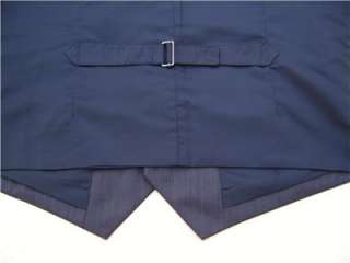   Wool Dress Vest XL Pin Stripe Suit Coat Tuxedo Blue Ink Button Pocket
