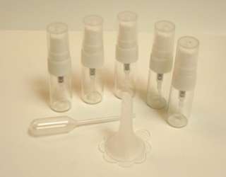 Lot of (5) 3ml Glass Perfume Spray Atomizer Bottles  