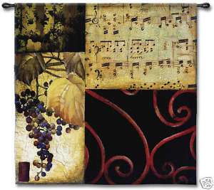 SHEET MUSIC MUSICAL GRAPES VINE WALL HANGING TAPESTRY  