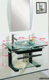 Bathroom Glass Vessel Sink Vanity Set + Faucet G70  