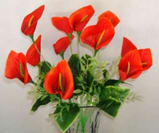 12 Red Calla Artificial Silk Flowers Bouquet  