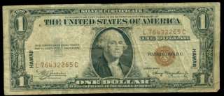 1935 A HAWAII ONE DOLLAR SILVER CERTIFICATE  