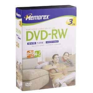  Memorex DVD RW 120 Video 3 Pack Electronics