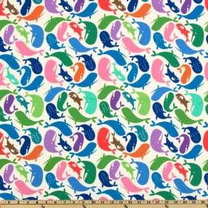  43 Wide Zoo Menagerie Flannel Whales Cream Fabric By The 