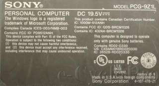 Sony VGN BZ560 15.4 Laptop  2.66GHz Core 2 Duo  3gb PC2 6400  80gb 