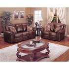   pc Dark Brown bonded leather sofa and love seat with nail head trim