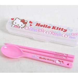   Hello Kitty Simple Spoon & Chopsticks Set W Case