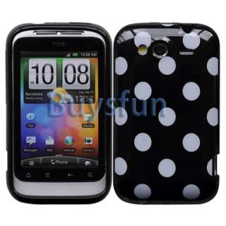 White Dot Style BLACK GEL CASE COVER FOR HTC WILDFIRE S  