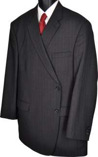 54L Portly Austin Reed Charcoal Pinstripe Two Button Executive Wool 