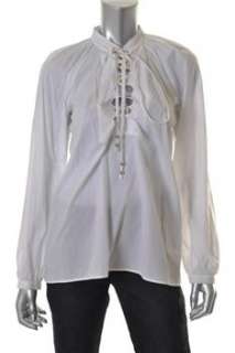 Gucci Lace Up Pullover Shirt White Knit Sale Misses 8/42  