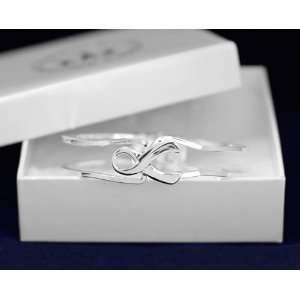 Cancer Awareness Silver Ribbon Clasp Bangle Bracelet Brand New in Gift 