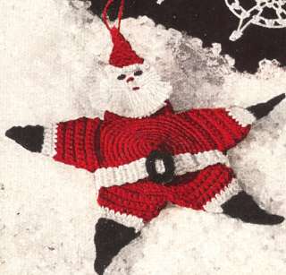 Vintage Crochet Pattern Santa Star Xmas Tree Ornament  