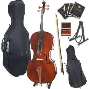 Cecilio 4/4CCO 300 Rosewood Fitted Solid Wood Cello with Hard and Soft 