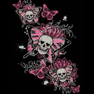 Gothic Pink Butterfly Skulls NEW Large Tote Bag  