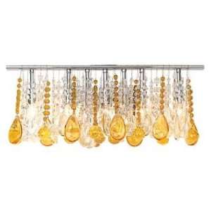  24 Wide Amber and Clear Crystal Five Light Bathroom 