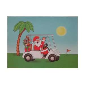 SPECIAL Kristin Elliott Golf Christmas Cards   Santa and His Golf Cart 
