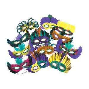  Mardi Gras Feather Mask Assortment 