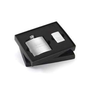  Personalized Brushed Flask and Zippo Lighter Gift Set 