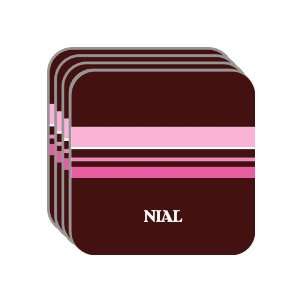 Personal Name Gift   NIAL Set of 4 Mini Mousepad Coasters (pink 