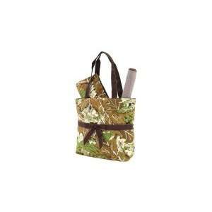 Monogrammable Green Camouflage Quilted (3) Piece Diaper Bag with Brown 