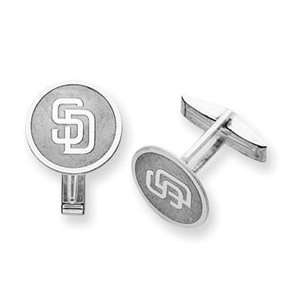  Sterling Silver San Diego Padres Initials Disc Cuff Links 