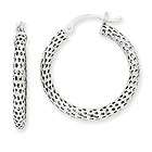   14k Polished Yellow or White Gold Mesh 3/4   1 1/8 Inch Hoop Earrings