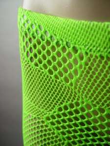 NEON Green Cyber Rave 80s Club Party Dance Punk Raver Fishnet Stretch 