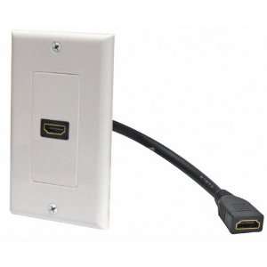  NEW HDMI Pigtail Wall Plate, White (Custom Installation 